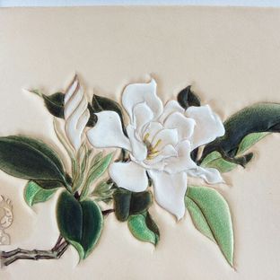 皮雕工笔花卉——栀子花