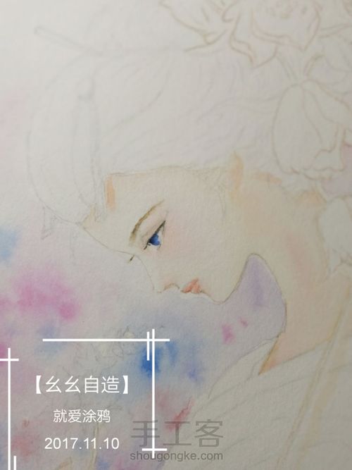 【幺幺自造】画个美人顺便试试梵高40色 第19步