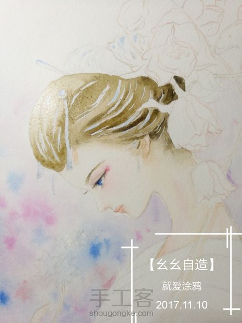 【幺幺自造】画个美人顺便试试梵高40色 第22步
