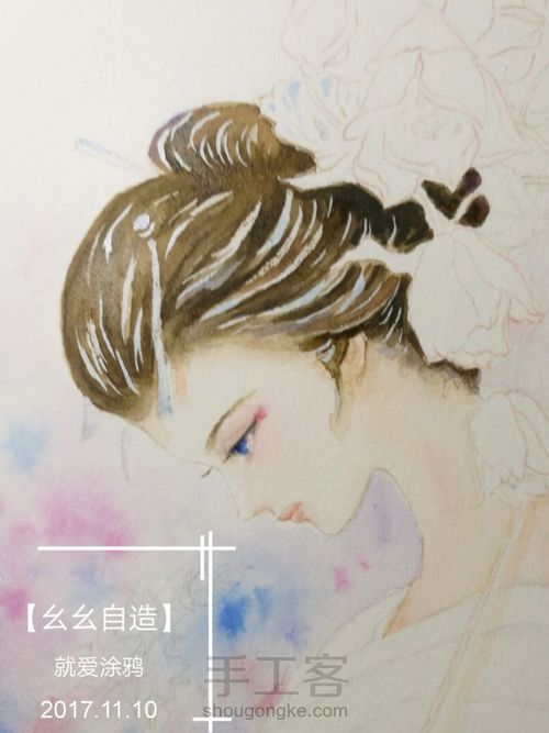 【幺幺自造】画个美人顺便试试梵高40色 第23步