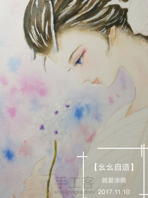 【幺幺自造】画个美人顺便试试梵高40色 第26步