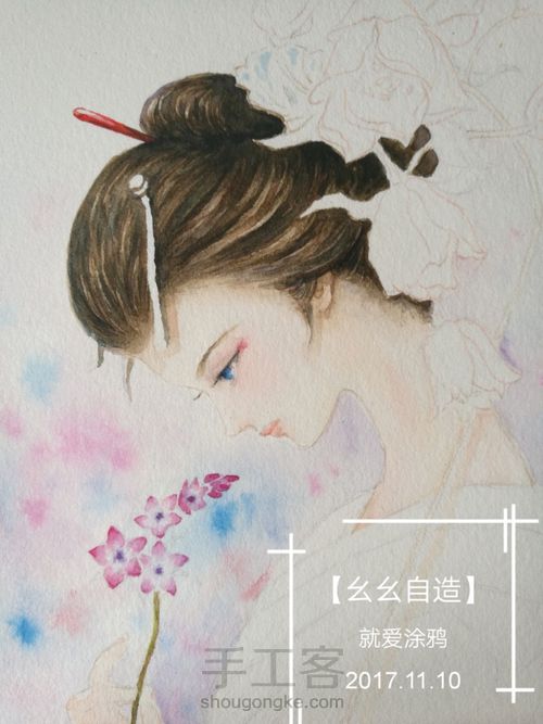 【幺幺自造】画个美人顺便试试梵高40色 第30步