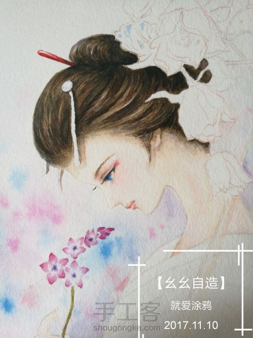 【幺幺自造】画个美人顺便试试梵高40色 第31步