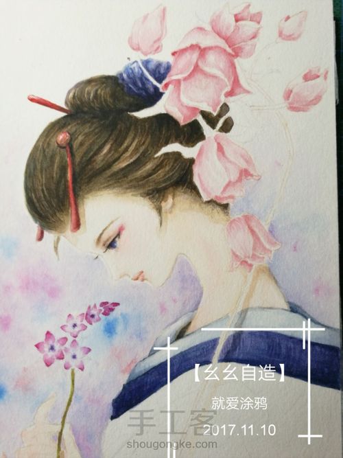 【幺幺自造】画个美人顺便试试梵高40色 第37步