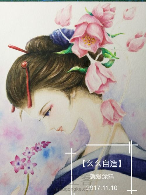 【幺幺自造】画个美人顺便试试梵高40色 第39步