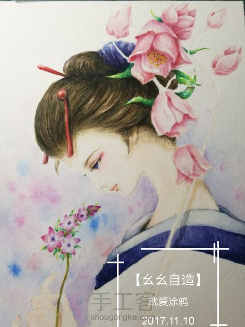 【幺幺自造】画个美人顺便试试梵高40色 第40步