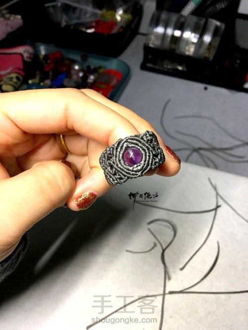 复古紫水晶圆珠宽戒指vs手链 第48步
