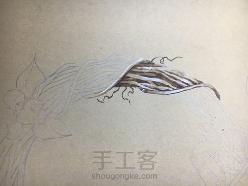 森系圣诞花环的水彩做法 第1步