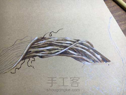 森系圣诞花环的水彩做法 第2步