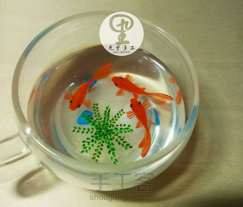 树脂画鱼群详细画法 第5步