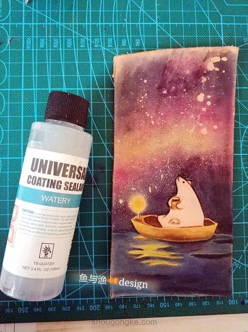 星空染色皮雕《爱的小熊》手机壳 第8步