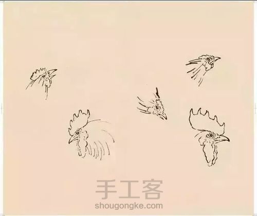 徐悲鸿国画画法之画鸡 第1步