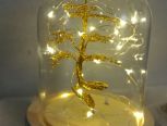 串珠招财树用的铁丝编制小树，放于玻璃罩内，然后装LED灯，测试，调整。
