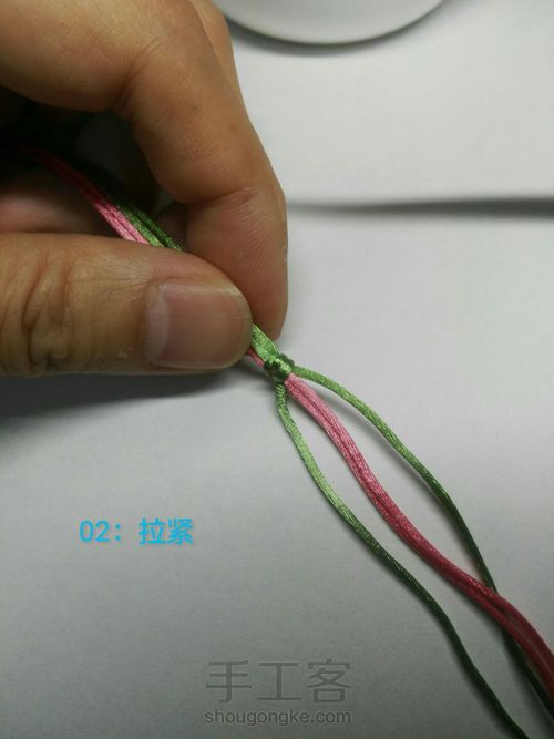四瓣五瓣桃花结 第2步