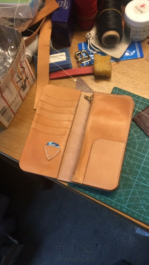 复古钱币扣长财 原色马僵革面 第13步