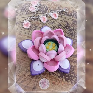 莲花系列之一，衍纸荷花底托