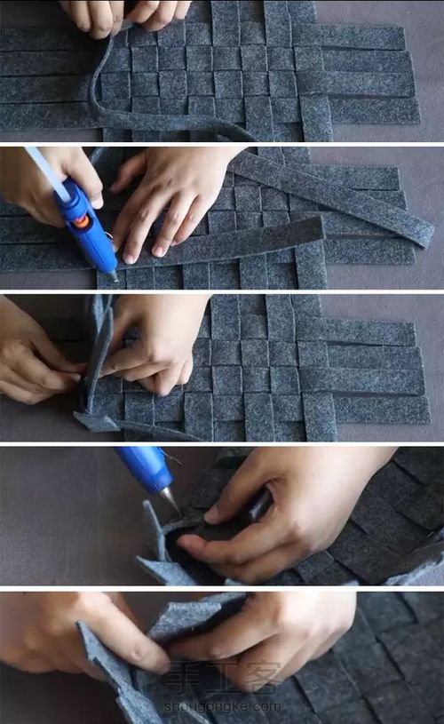 自制高颜值北欧风毛毡牛皮收纳筐 第4步