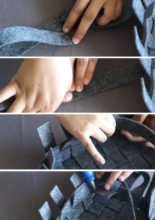 自制高颜值北欧风毛毡牛皮收纳筐 第5步