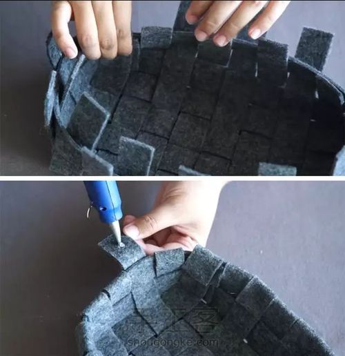 自制高颜值北欧风毛毡牛皮收纳筐 第6步