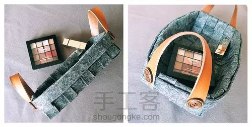 自制高颜值北欧风毛毡牛皮收纳筐 第9步