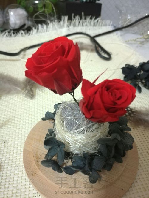 零基础:创意羽毛永生花玻璃罩DIY,永生花礼品。 第6步