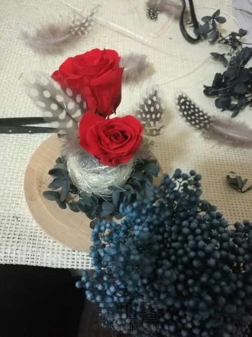 零基础：创意羽毛永生花玻璃罩DIY，永生花礼品。 第8步