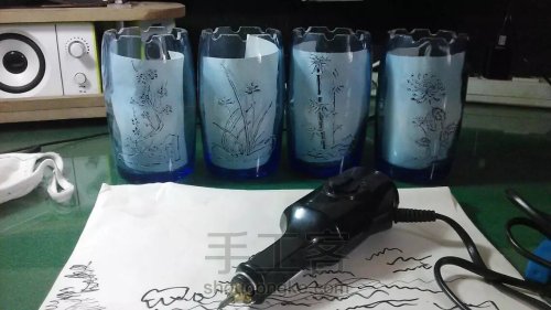 【玻璃瓶雕】 梅兰竹菊 酒瓶刻画 第5步