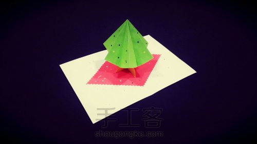 【纸雕贺卡】立体贺卡（第8期）圣诞树折纸贺卡实例讲解 第20步