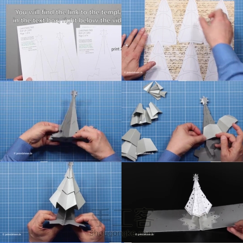 【纸雕贺卡】立体贺卡（第8期）圣诞树折纸贺卡实例讲解 第21步