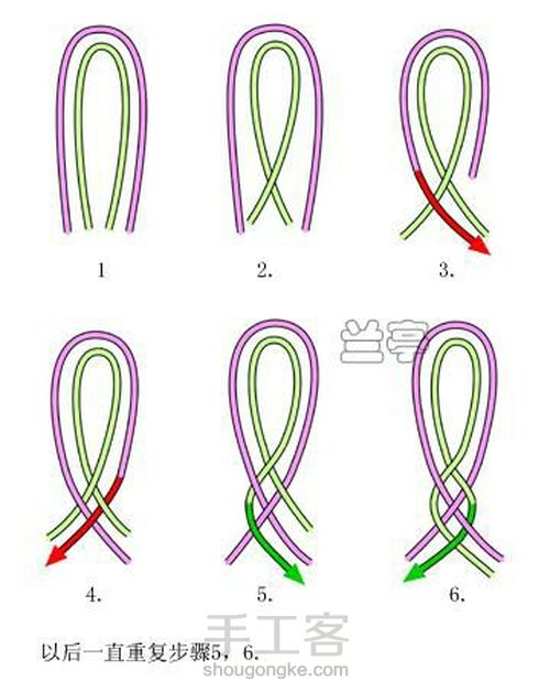 简单红绳手链编织 第3步