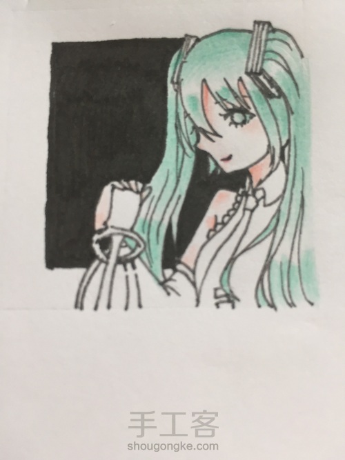 如何画一个萌萌哒初音头像 第6步