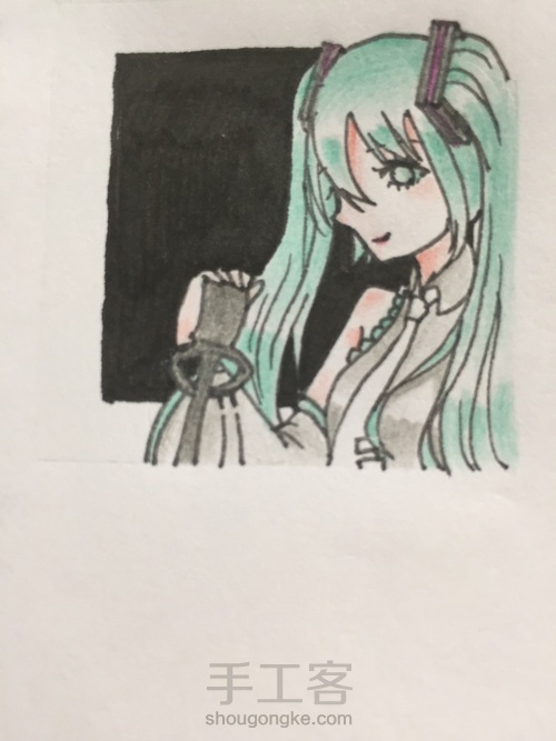 如何画一个萌萌哒初音头像 第7步