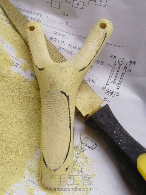 开年手作:高山实木弹弓 第54步