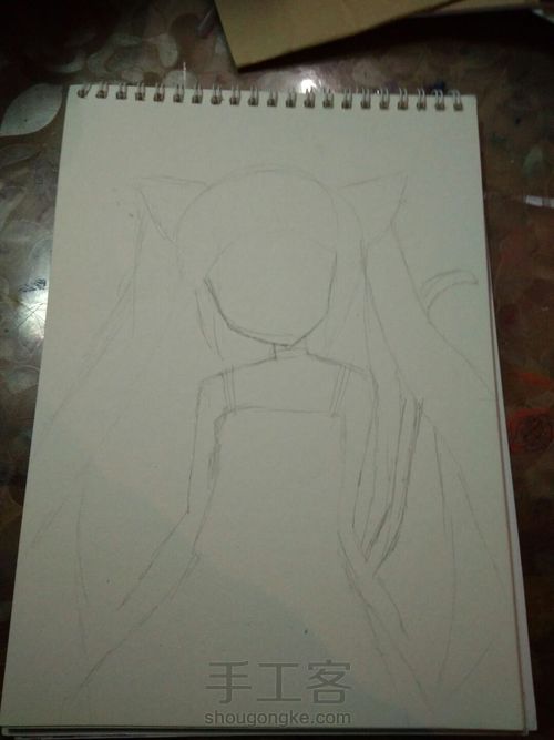 猫儿少女彩铅画(上) 第1步