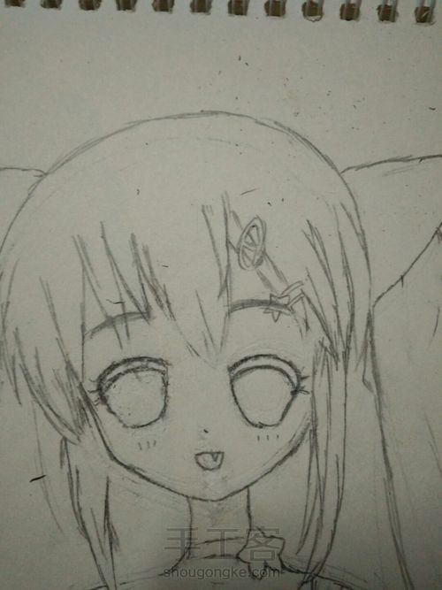 猫儿少女彩铅画(上) 第14步