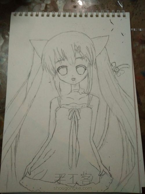 猫儿少女彩铅画(上) 第16步