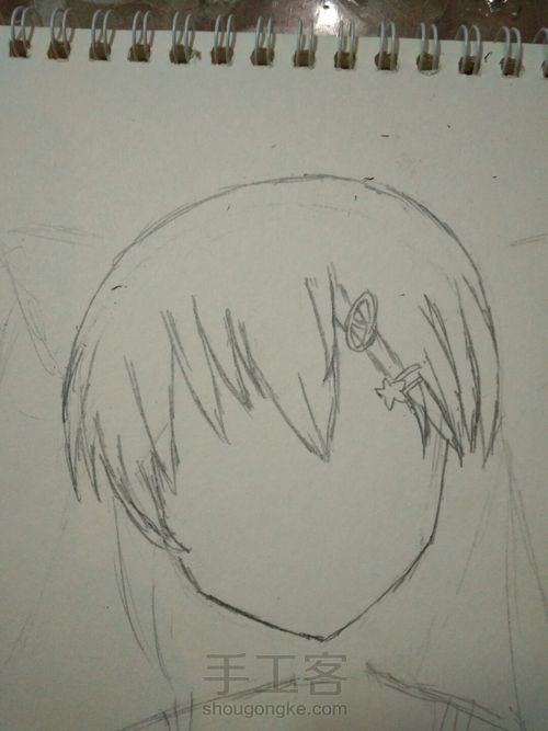 猫儿少女彩铅画(上) 第3步