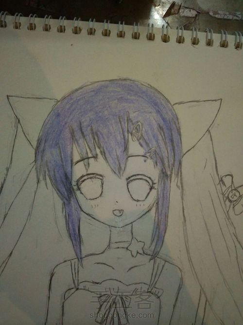 猫儿少女彩铅画(中)头发篇 第1步