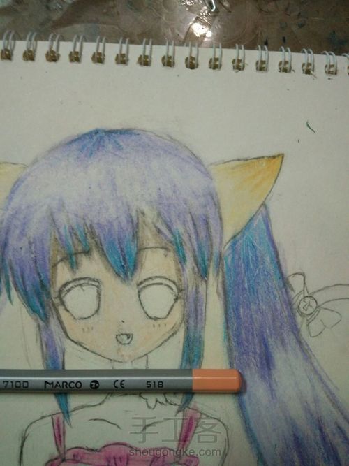 猫儿少女彩铅画(下) 第10步