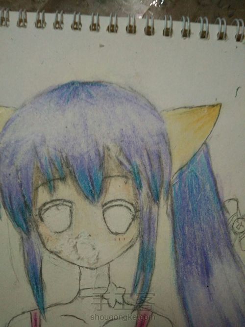 猫儿少女彩铅画(下) 第11步