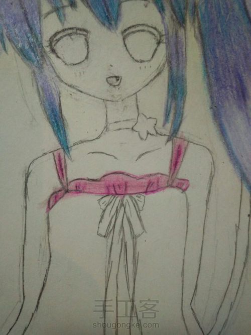 猫儿少女彩铅画(下) 第3步