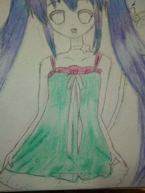 猫儿少女彩铅画(下) 第7步