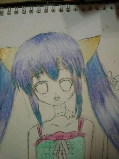 猫儿少女彩铅画(下) 第9步