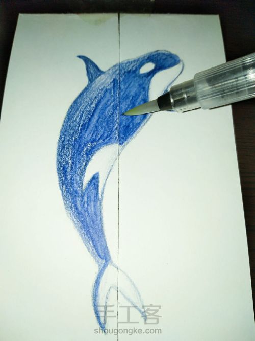 手绘书签鲸 第2步