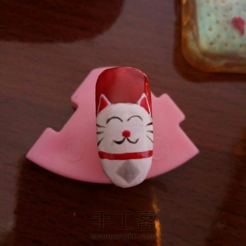 招财猫新年美甲 第14步