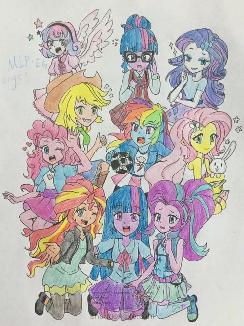 小马宝莉小马国女孩大合照 第1步