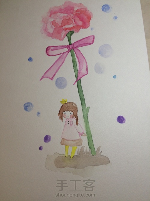 母亲节水彩画 第5步