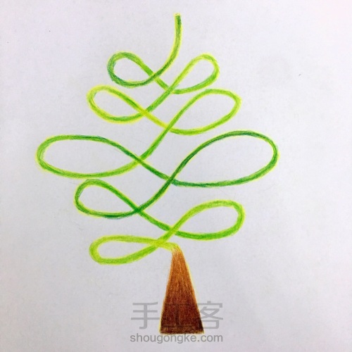 如何画一个简单可爱的圣诞树 第2步