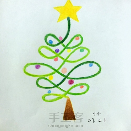 如何画一个简单可爱的圣诞树 第5步
