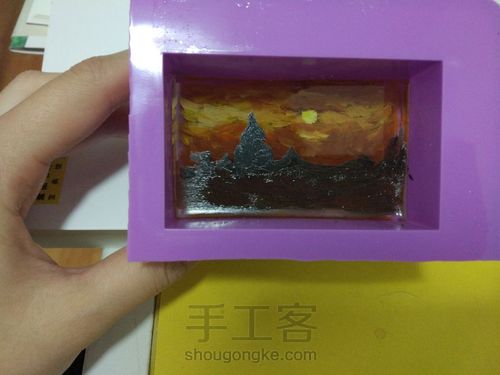 滴胶画‖梵高的老教堂 第5步